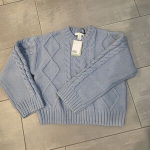 Women's Blue Cable Knit Sweater